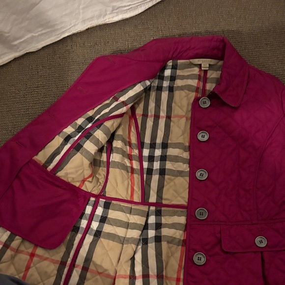 Burberry Brit Fuchsia Quilted Jacket with Plaid Lining - Picture 3 of 4
